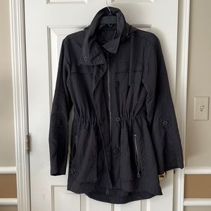 Fillmore Rain jacket, dark navy, size small but oversized coat.